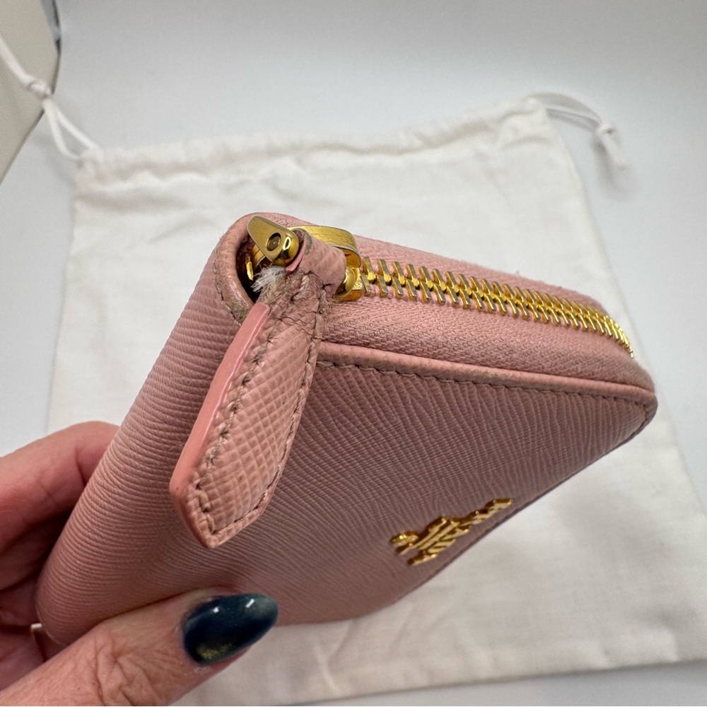 Prada Women's Blush Leather Compact Zippy Wallet - Picture 7 of 10